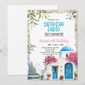 Invitation Modèle d'invitation d'anniversaire Santorini (Devant / Derrière)