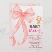 Invitation Modèle d'invitation de Baby shower de cagoule rose (Devant / Derrière)