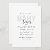 Invitation Modèle d'invitation de Baby shower simple minimali (Devant / Derrière)