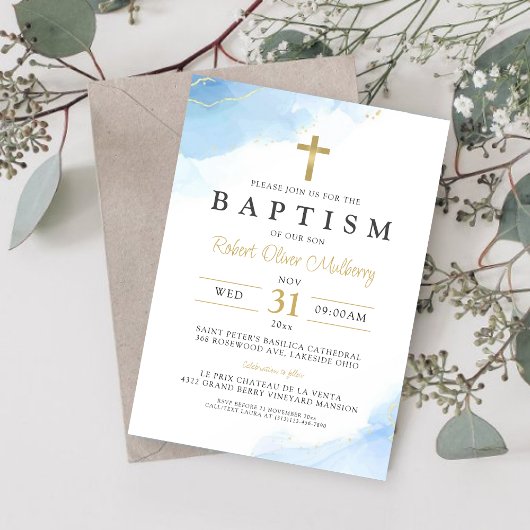 Invitation Modèle d'invitation de baptême moderne Christening