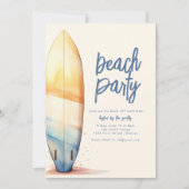 Invitation Modèle d'invitation de Beach Party avec Surf Board (Devant)