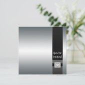 Invitation Modèle d'invitation de Black Silver Modern Party (Debout devant)