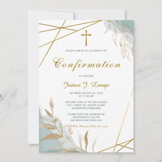 Invitation Modèle d'invitation de confirmation de garçon (Devant)
