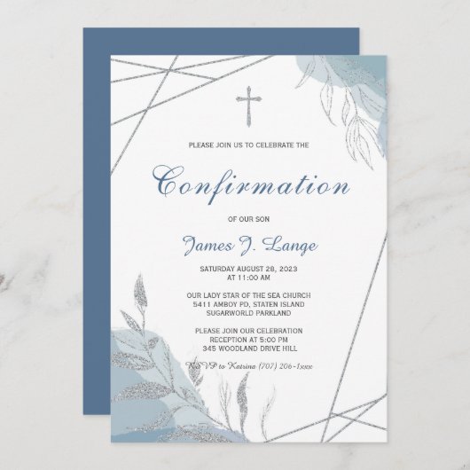 Invitation Modèle d'invitation de confirmation de garçon (Devant / Derrière)