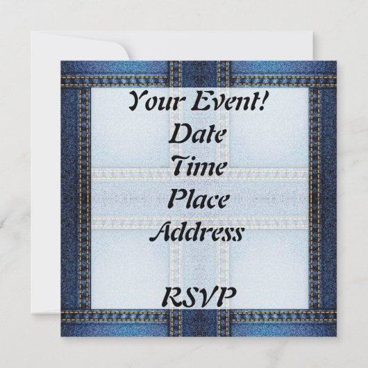 Invitation modèle d'invitation de denim (Dos)