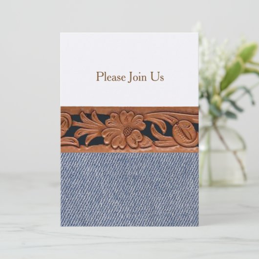 Invitation Modèle d'invitation de Denim et Leather Western Be (Debout devant)