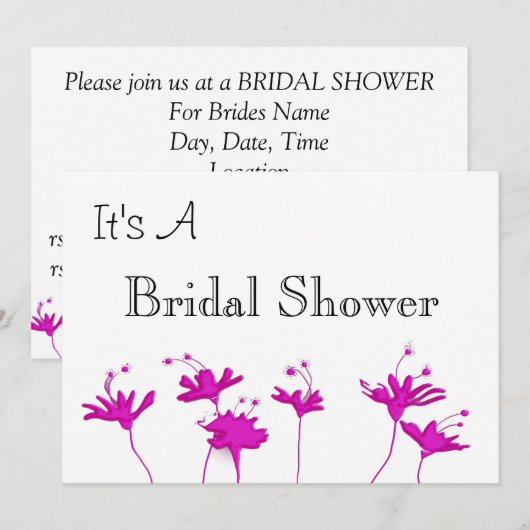 INVITATION MODÈLE D'INVITATION DE DOUCHE BRIDAL (Devant / Derrière)
