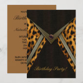 Invitation Modèle d'invitation de fête au léopard (Devant / Derrière)