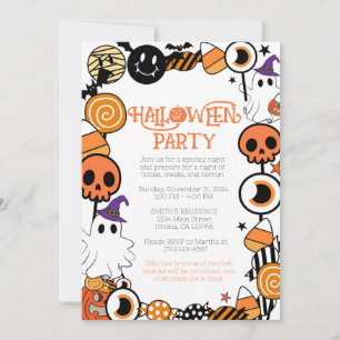 Invitation Modèle d'invitation de fête d'Halloween modifiable