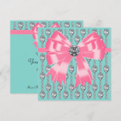 Invitation Modèle d'invitation de fête Diamants Rose Bleu sar (Devant / Derrière)