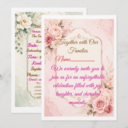 Invitation Modèle d'invitation de fête élégant (Devant / Derrière)