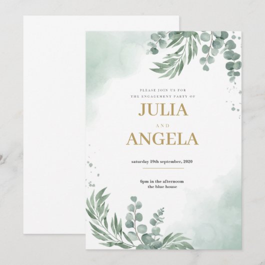 Invitation modèle d'invitation de fiançailles (Devant / Derrière)