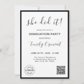 Invitation Modèle d'invitation de fin d'études élégant et att (Dos)