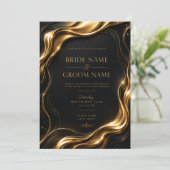 Invitation Modèle d'invitation de mariage 3D en or liquide de (Debout devant)