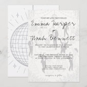 Invitation Modèle d'invitation de mariage à boule disco minim (Devant / Derrière)