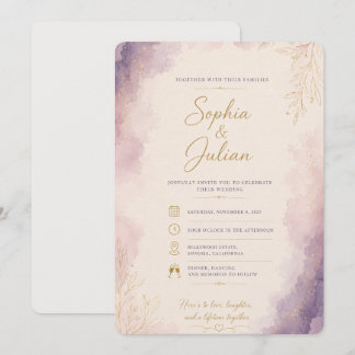 Invitation Modèle d'invitation de mariage à l'aquarelle éléga
