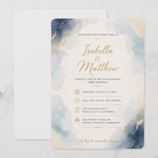 Invitation Modèle d'invitation de mariage à l'aquarelle éléga