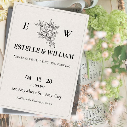 Invitation Modèle d'invitation de mariage Art Déco