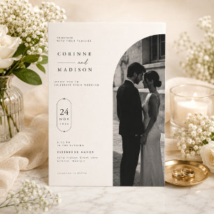 Invitation Modèle d'invitation de mariage avec photo arquée d