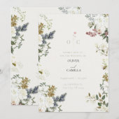 Invitation Modèle d'invitation de mariage botanique à fleurs (Devant / Derrière)