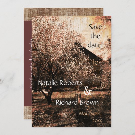 Invitation Modèle d'invitation de mariage champêtre (Devant / Derrière)