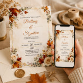 Invitation Modèle d'invitation de mariage d'automne de luxe