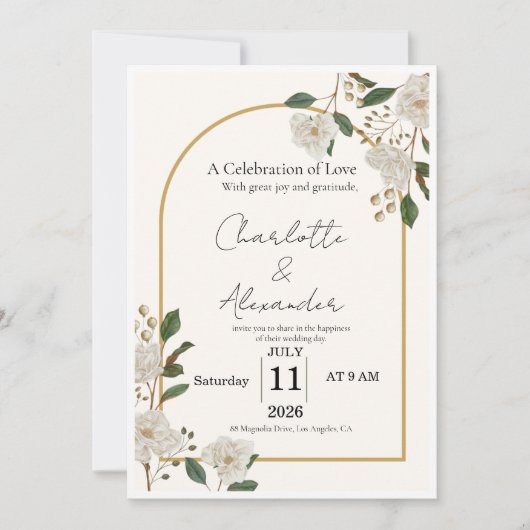 Invitation Modèle d'invitation de mariage de luxe élégant | E (Devant)