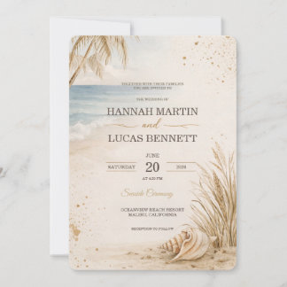 Invitation Modèle d'invitation de mariage de luxe sur la plag