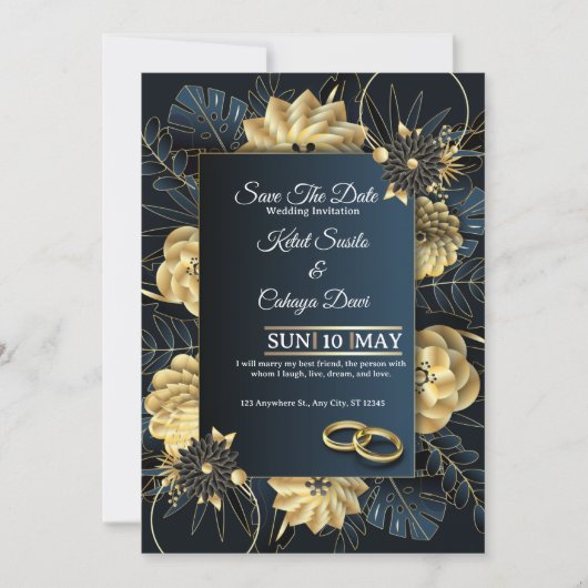 Invitation Modèle d'invitation de mariage élégant (Devant)