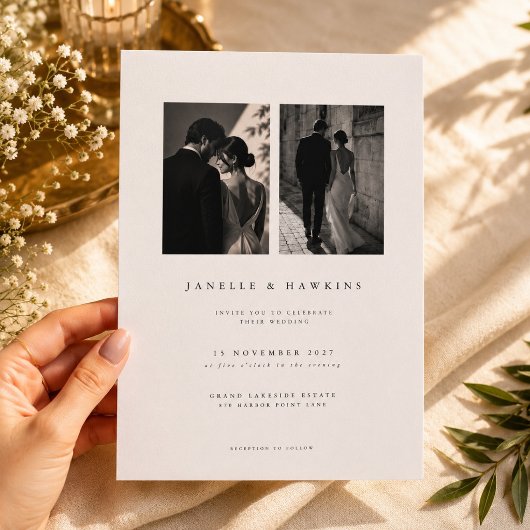 Invitation Modèle d'invitation de mariage élégant à double ph