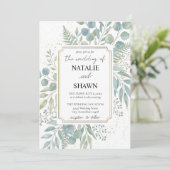 Invitation Modèle d'invitation de mariage Elegant Greenery (Debout devant)