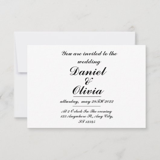 Invitation Modèle d'invitation de mariage élégant simple (Devant)