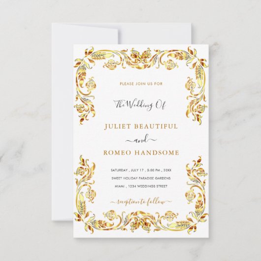 Invitation Modèle d'invitation de mariage encadré de fleurs d (Devant)