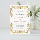 Invitation Modèle d'invitation de mariage encadré de fleurs d (Debout devant)