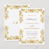 Invitation Modèle d'invitation de mariage encadré de fleurs d (Devant / Derrière)
