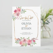 Invitation Modèle d'invitation de mariage floral avec cadre g (Debout devant)