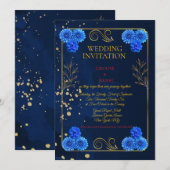 Invitation Modèle d'invitation de mariage floral de la marine (Devant / Derrière)