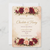 Invitation Modèle d'invitation de mariage floral de luxe (Devant)