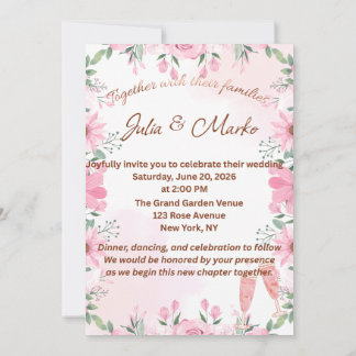 Invitation Modèle d'invitation de mariage floral romantique
