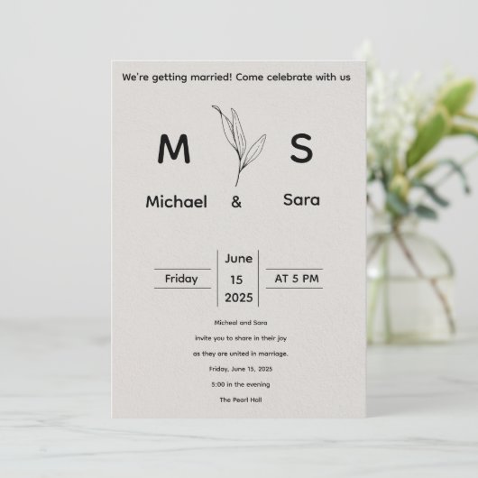 Invitation Modèle d'invitation de mariage minimaliste (Debout devant)