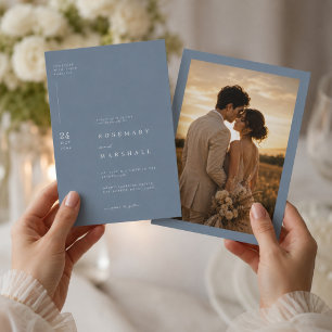 Invitation Modèle d'invitation de mariage minimaliste bleu po