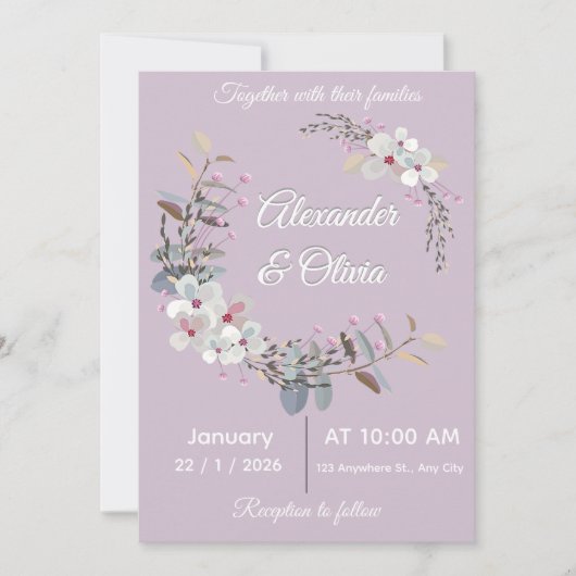Invitation Modèle d'invitation de mariage - Modifiable et imp (Devant)