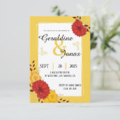 Invitation Modèle d'invitation de mariage Or Rouge (Debout devant)