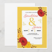 Invitation Modèle d'invitation de mariage or rouge (Devant / Derrière)
