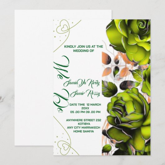 Invitation Modèle d'invitation de mariage Rose Crémeuse | Imp (Devant / Derrière)