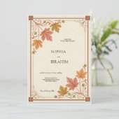 Invitation Modèle d'invitation de mariage rustique d'automne (Debout devant)