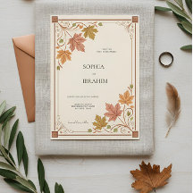 Modèle d'invitation de mariage rustique d'automne