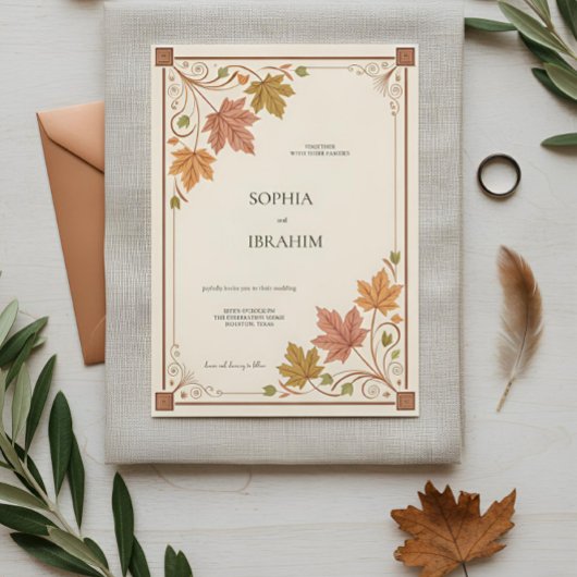 Invitation Modèle d'invitation de mariage rustique d'automne