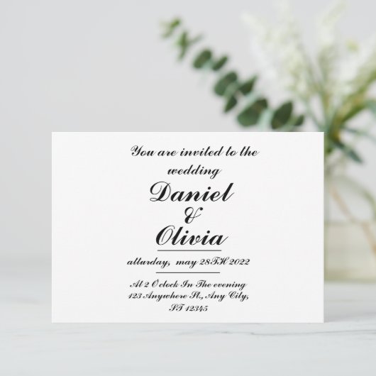 Invitation Modèle d'invitation de mariage simple et élégant (Debout devant)