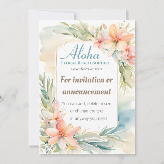 Invitation Modèle d'invitation de plage aux fleurs tropicales (Devant)